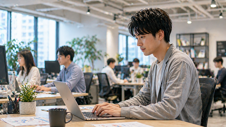 Z世代がオフィス内で働くシーン