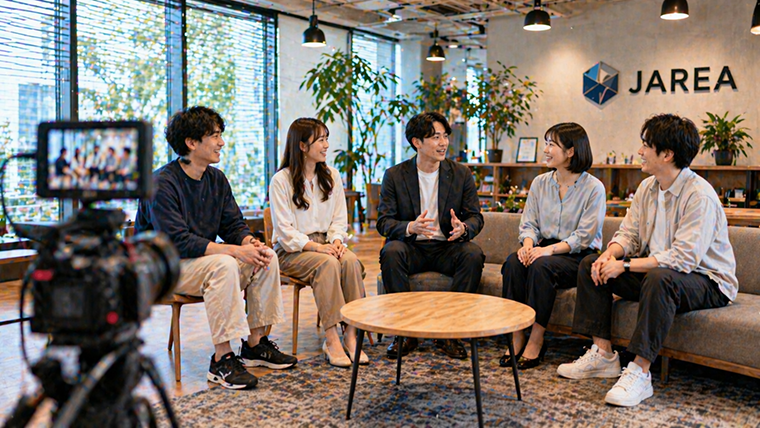 採用動画の座談会シーン｜若手社員が社風や働き方を語る会社紹介動画