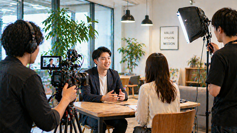 採用動画の撮影風景｜会社紹介用の採用動画を収録している様子